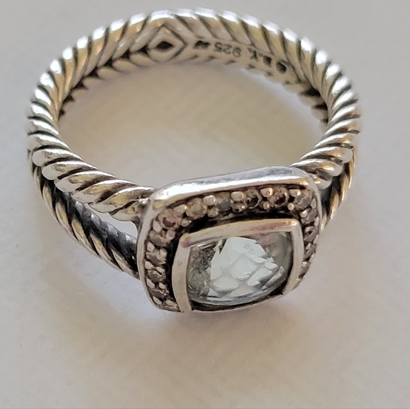 David YurmanPetite Albion Ring with Prasiolite & Diamonds size 7 - Picture 5 of 7